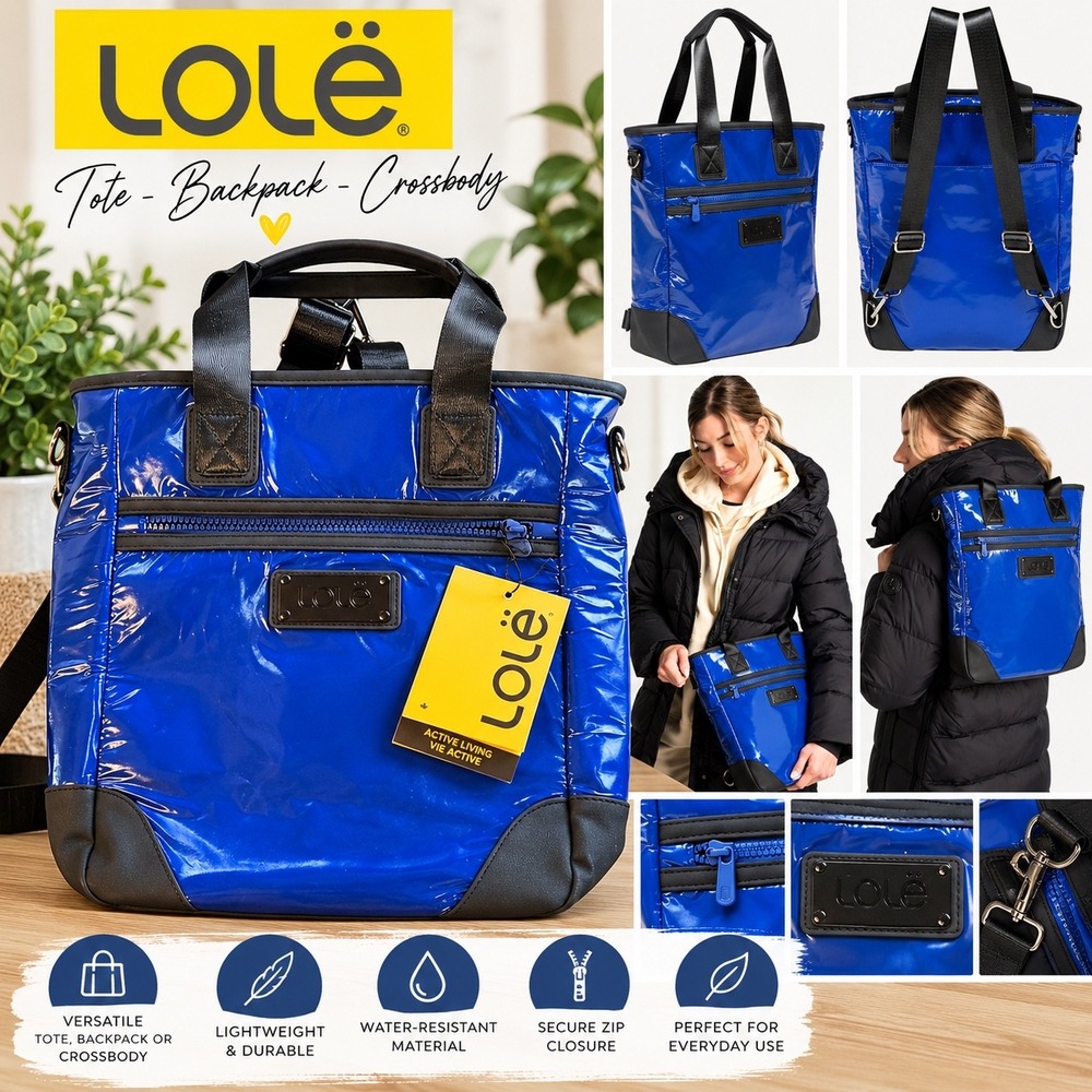 Lole Convertible Tote Backpack Crossbody Bag Blue Water Resistant NWT Active